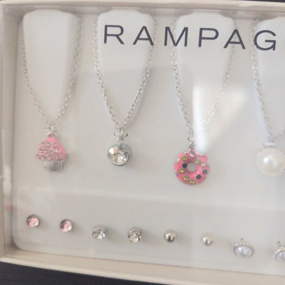 Rampage Silver and Pink Charm Necklace Set - Picture 7 of 10